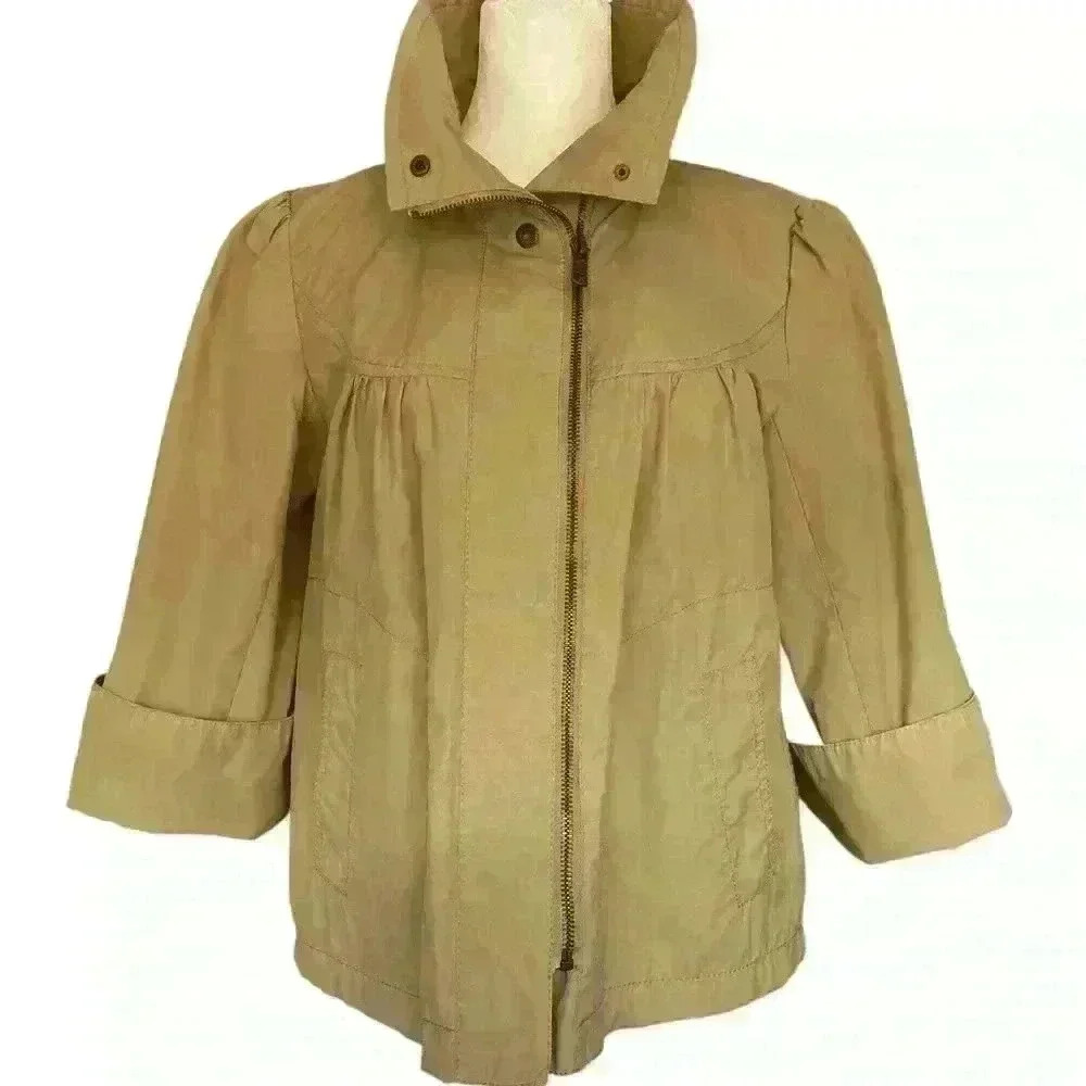 Trulli Cropped Rain Trench Coat Jacket with drawstring. Size Small